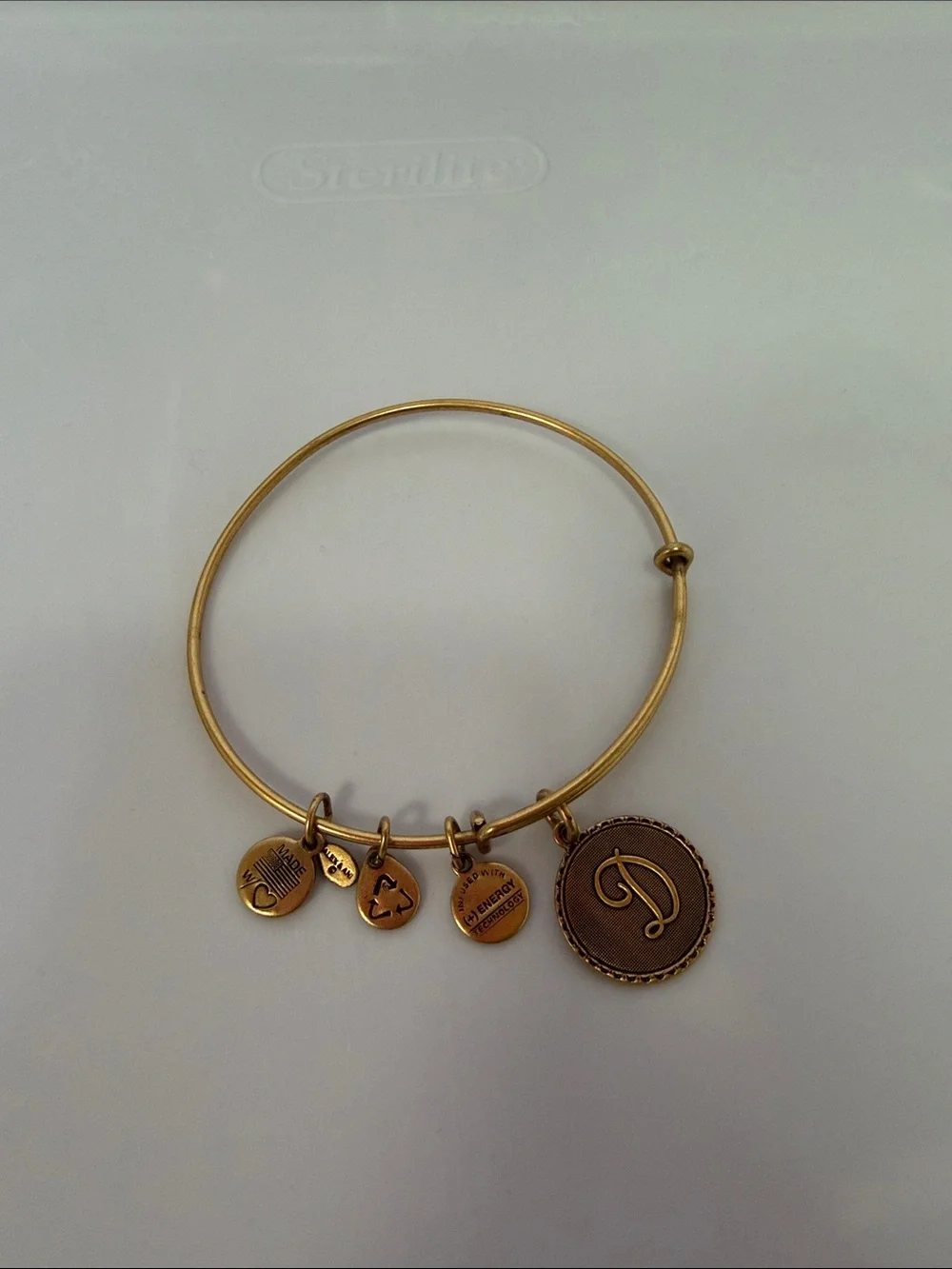 Alex and Ani Gold Initial D Charm Bangle with Coordinating Charms